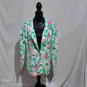 Variations blazer vintage 1980s white pink green flowers fairy jacket floral